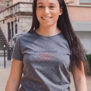 T-Shirt Femme – Dans Le Cochon Tout Est Bon Bleu — Denim (face)