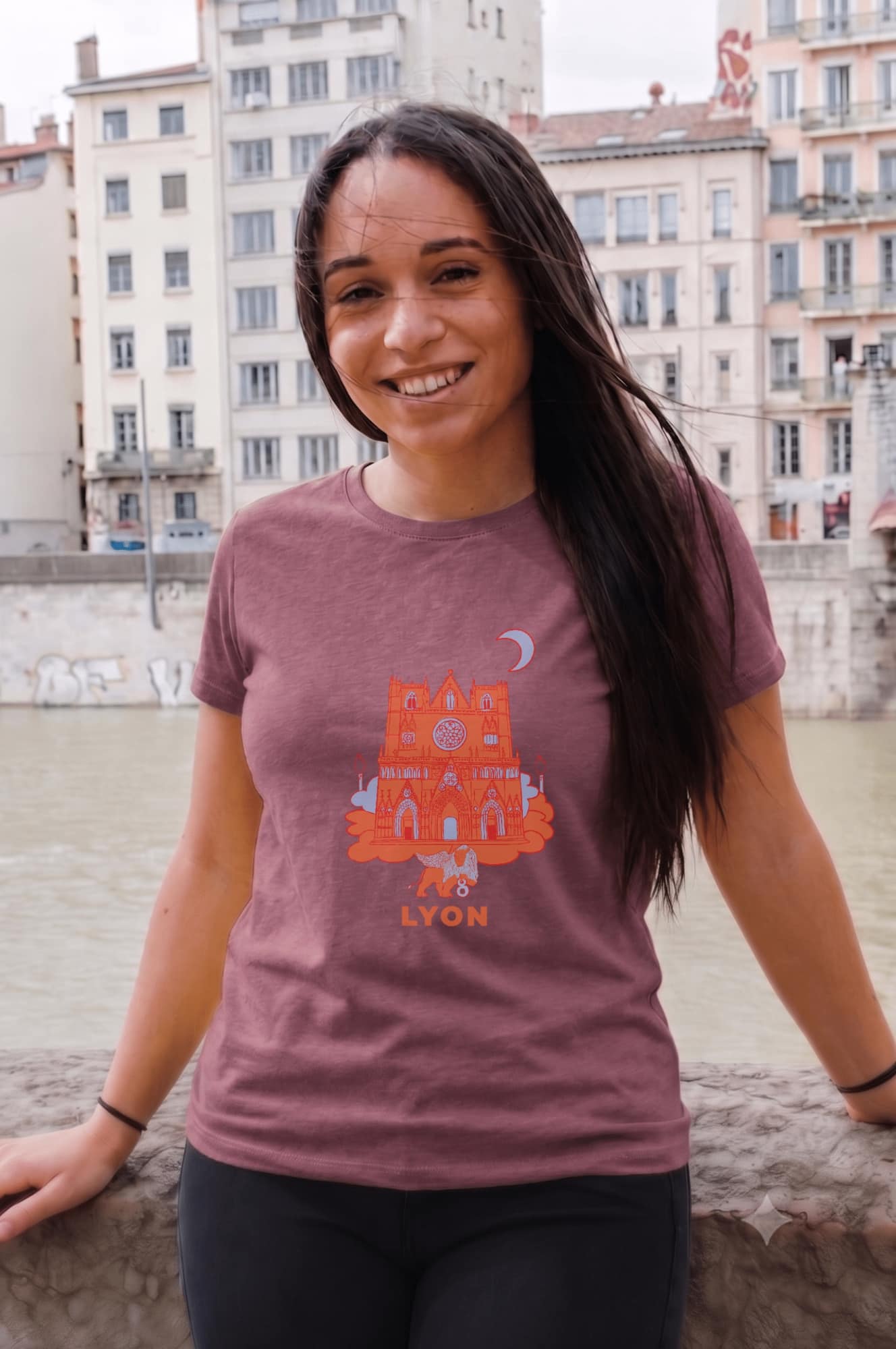 T-Shirt Femme – Cath St Jean Fete Des Lumières (1) — Dusty Purple (face)