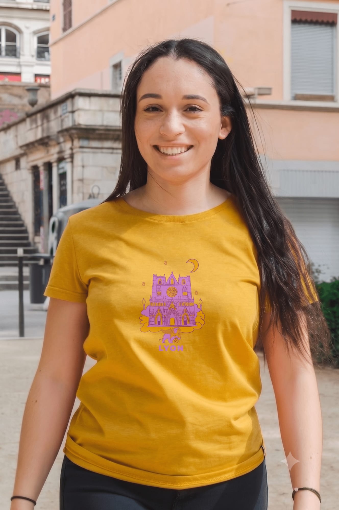 T-Shirt Femme – Cath St Jean Fete Des Lumières 2 — Moutarde Chine (face)