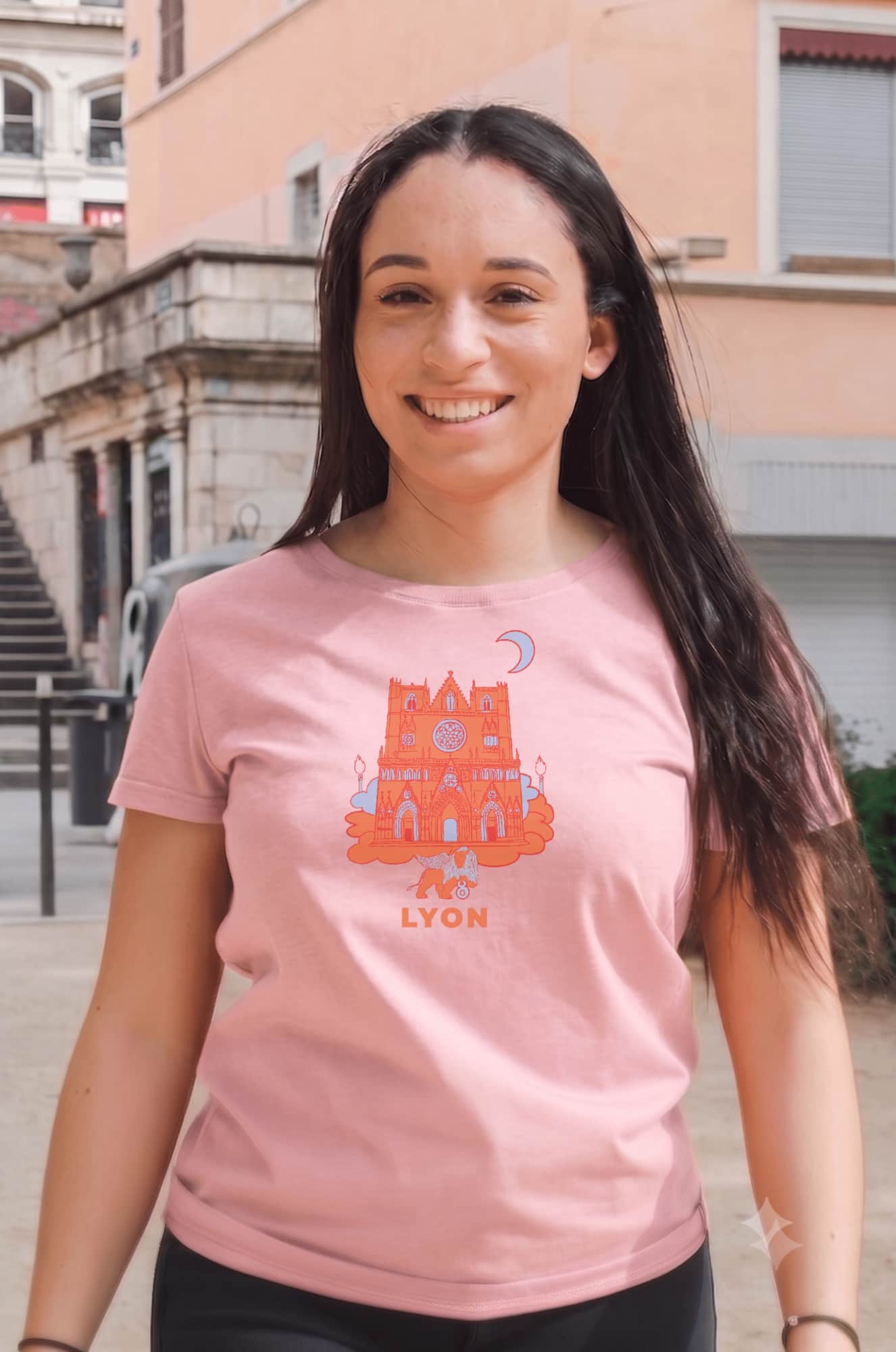 T-Shirt Femme – Cath St Jean Fete Des Lumières (1) — Rose Pink (face)