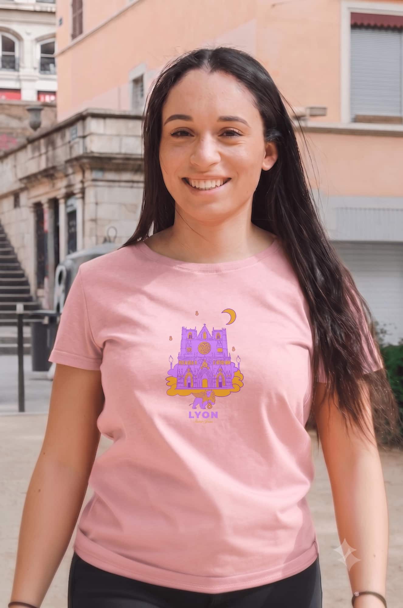 T-Shirt Femme – Cath St Jean Fete Des Lumières 2 — Rose Pink (face)