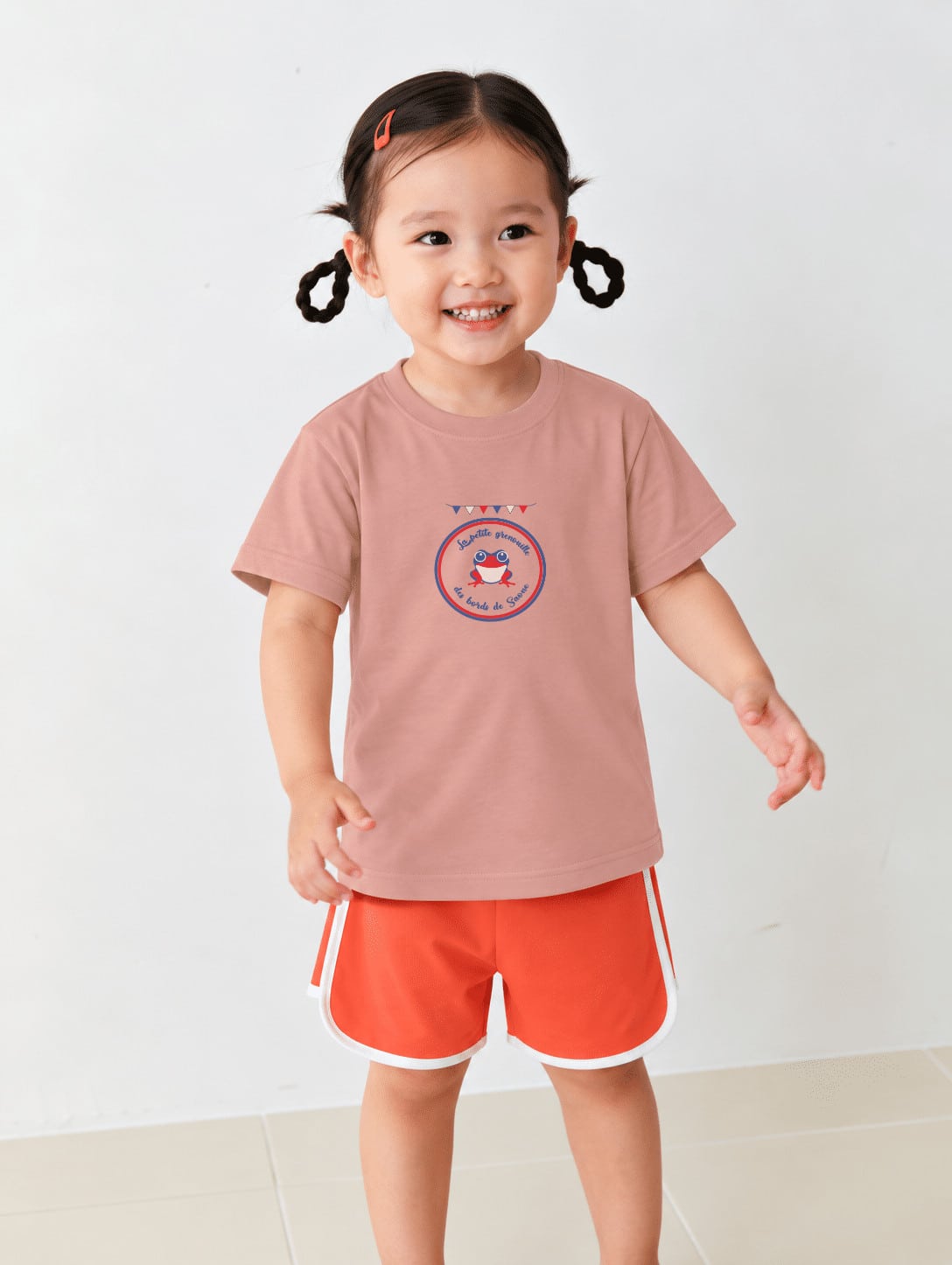 T-Shirt Enfant – La Petite Grenouille Des Bords De Saone — Rose Vintage (face-3)
