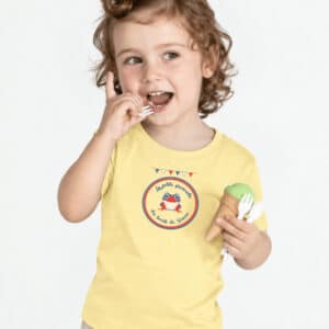 T-Shirt Bébé – La Petite Grenouille Des Bords De Saone — LightYellow (face)