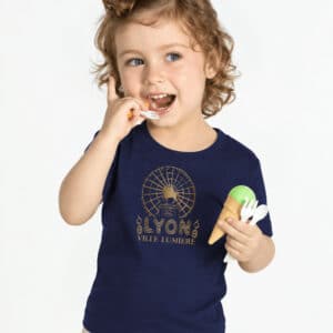 T-Shirt Bébé – Lyon Ville Lumière — Navy (face)