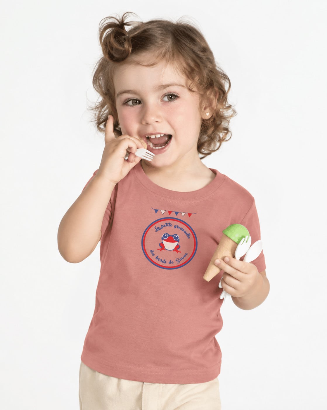 T-Shirt Bébé – La Petite Grenouille Des Bords De Saone — PinkVintage (face)