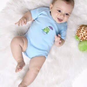 Body Bébé – Petite Grenouille — Bleu ciel (face)