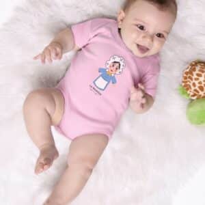 Body Bébé – La Madelon — motif Texte noir — Rose (face-2)