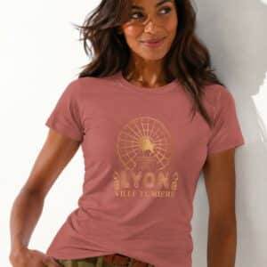 T-Shirt Femme – Lyon Ville Lumière — Ancient Pink (face-3)