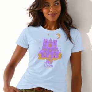 T-Shirt Femme – Cath St Jean Fete Des Lumières 2 — Bleu Ciel (face-3)