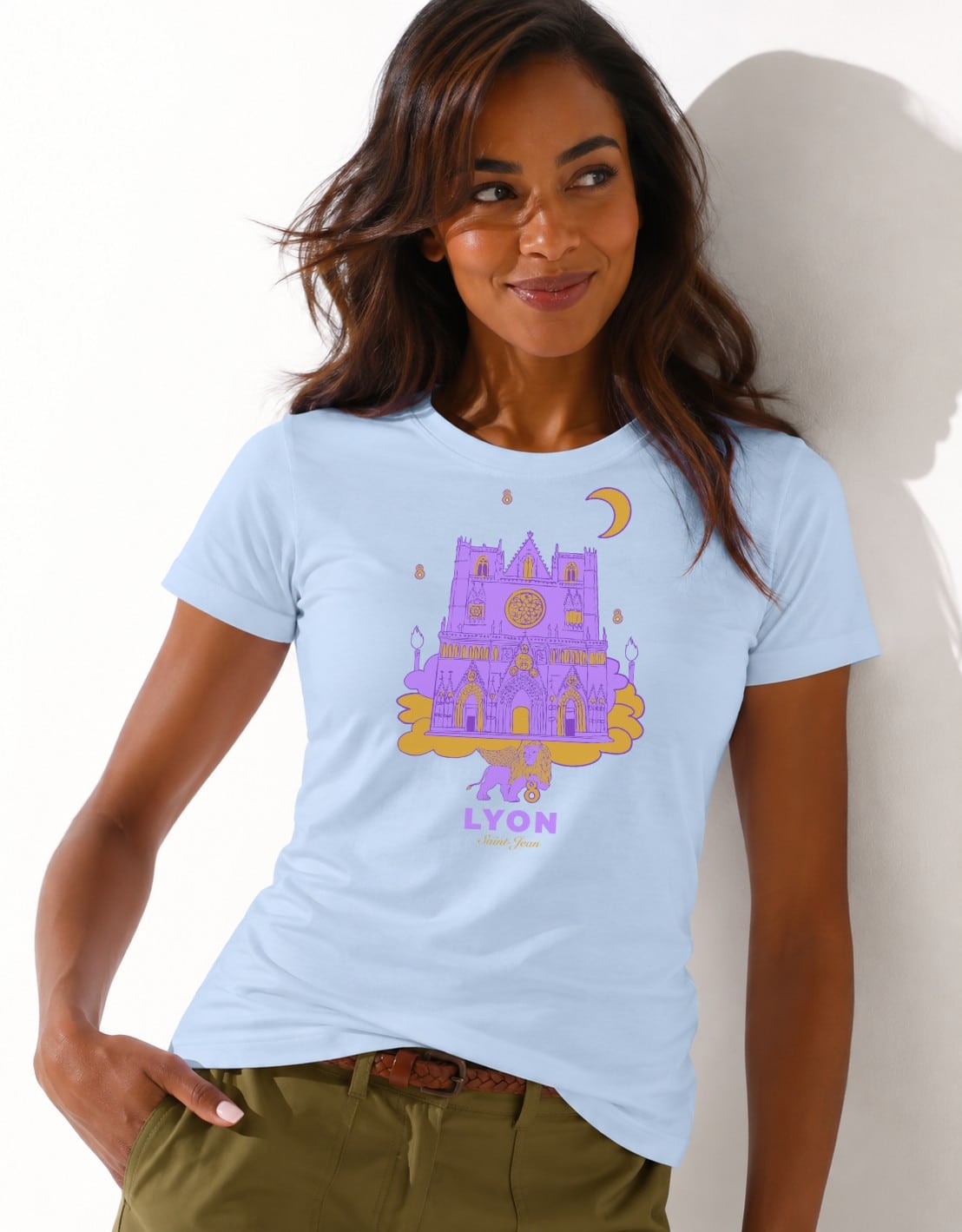 T-Shirt Femme – Cath St Jean Fete Des Lumières 2 — Bleu Ciel (face-3)