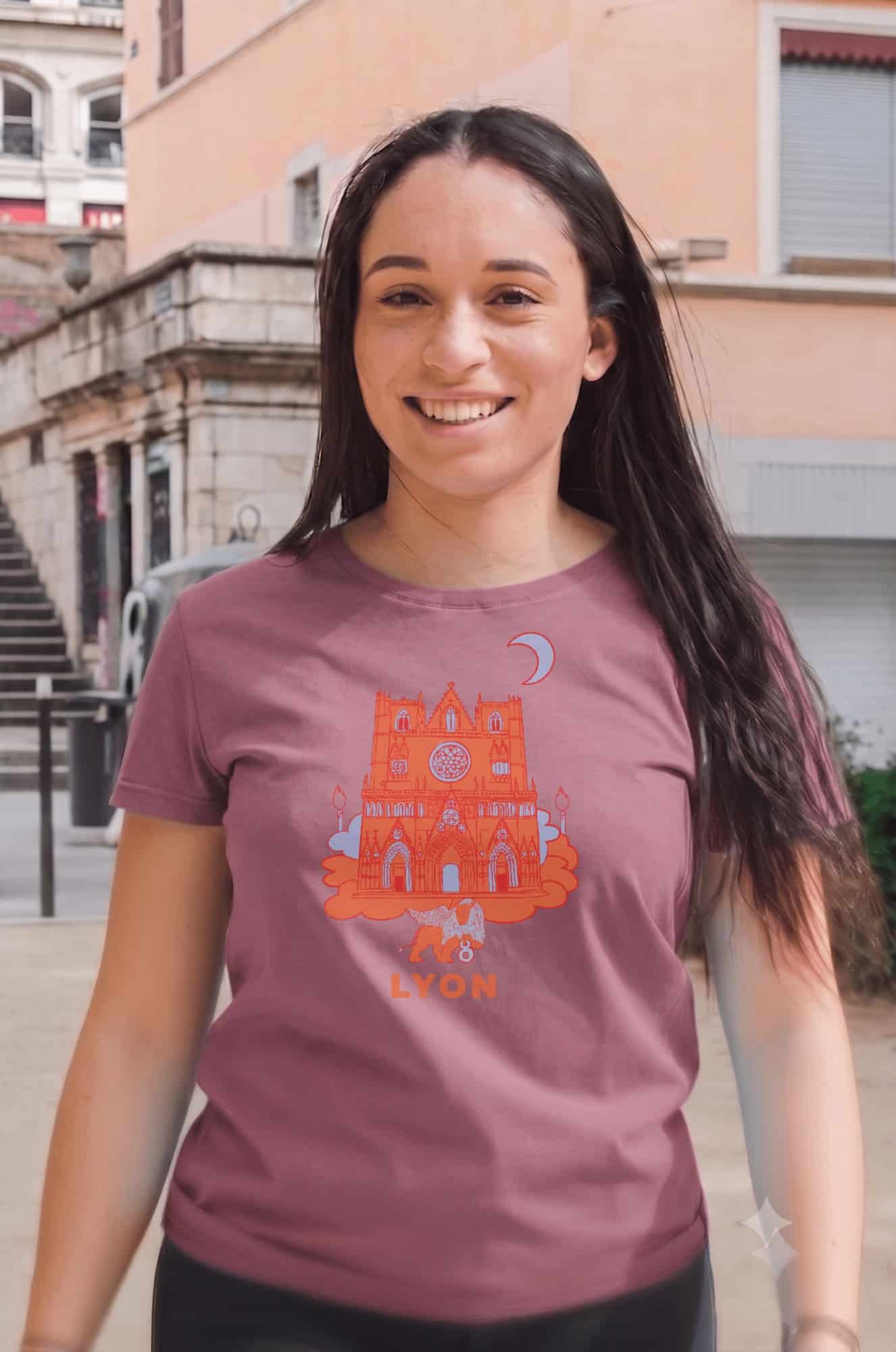 T-Shirt Femme – Cath St Jean Fete Des Lumières (1) — Dusty Purple (face-2)