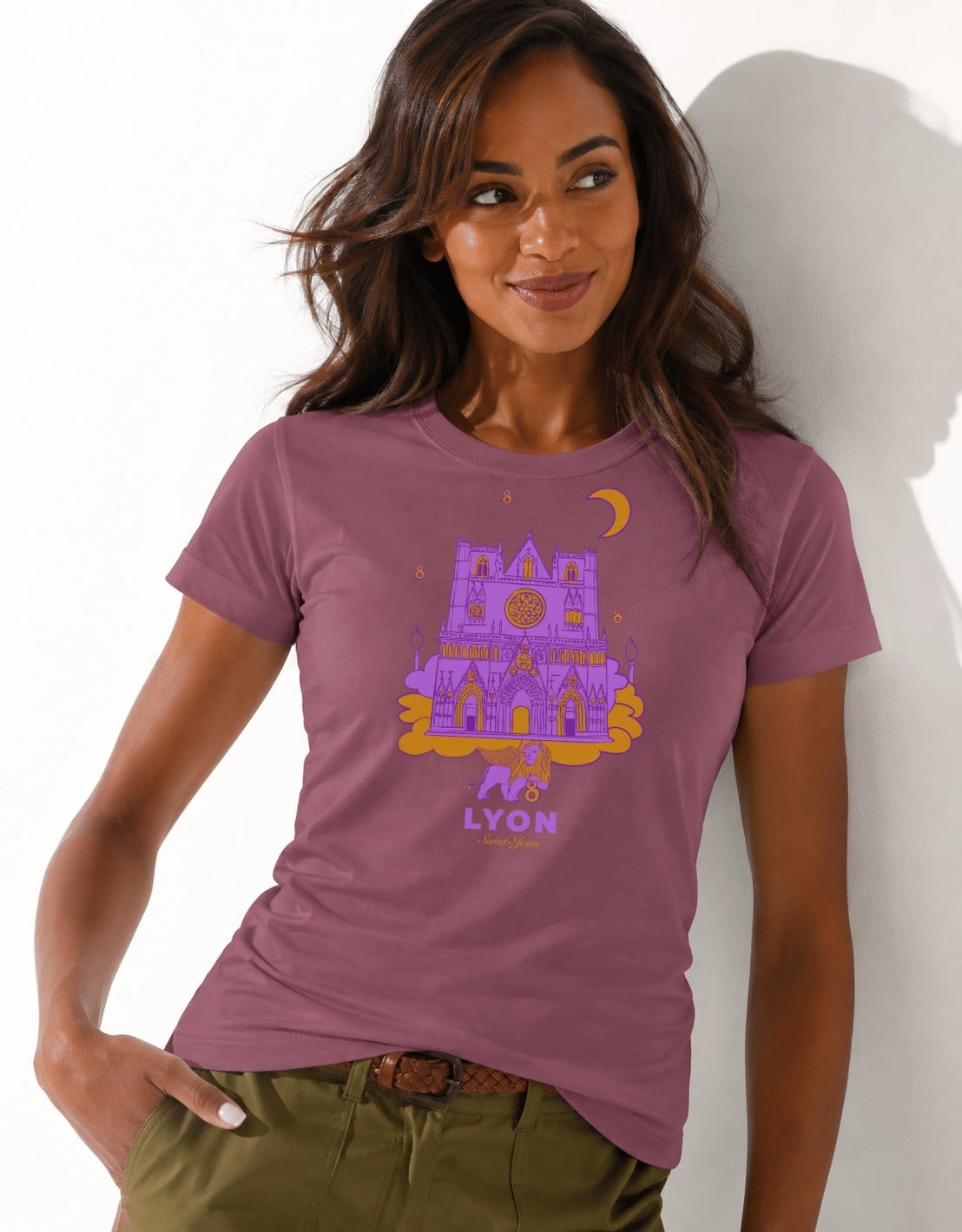 T-Shirt Femme – Cath St Jean Fete Des Lumières 2 — Dusty Purple (face-3)