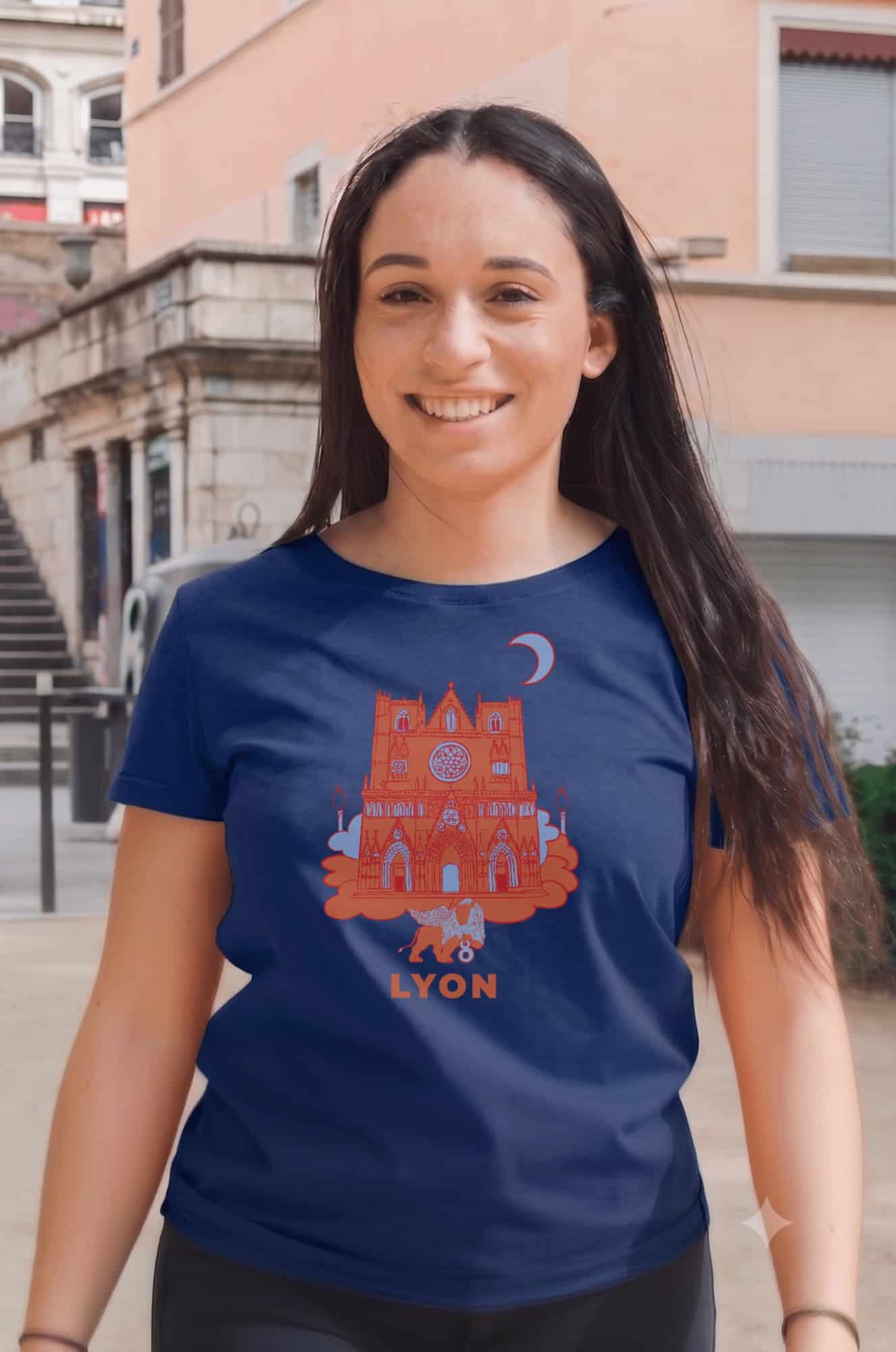 T-Shirt Femme – Cath St Jean Fete Des Lumières (1) — Navy (face-2)