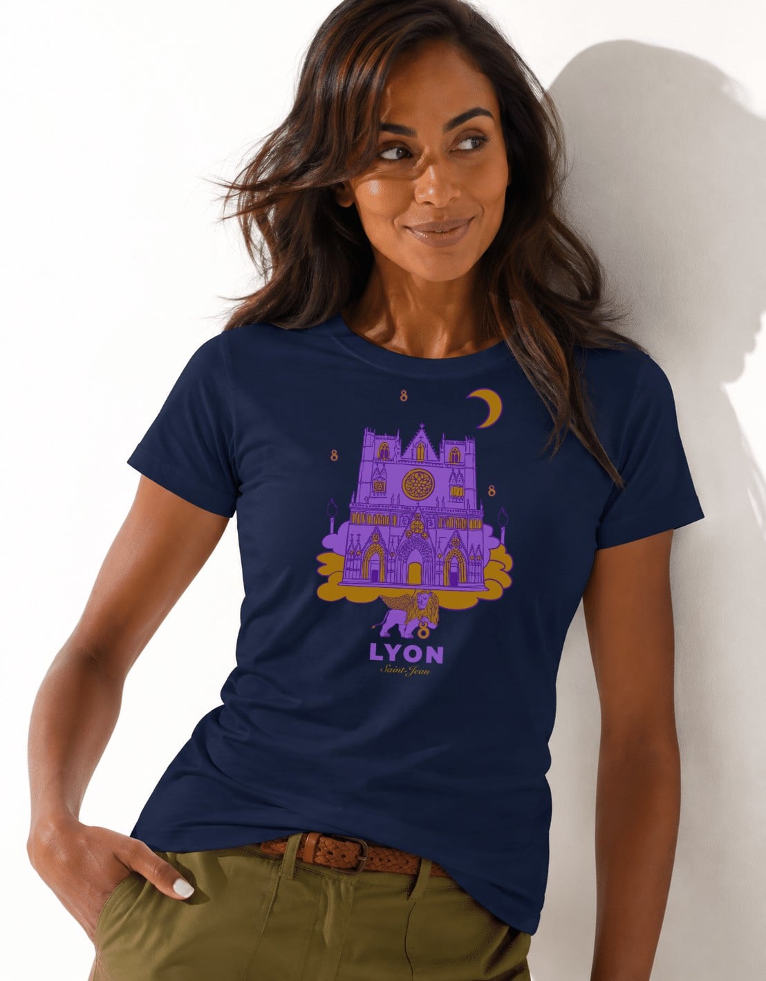 T-Shirt Femme – Cath St Jean Fete Des Lumières 2 — Navy (face-3)