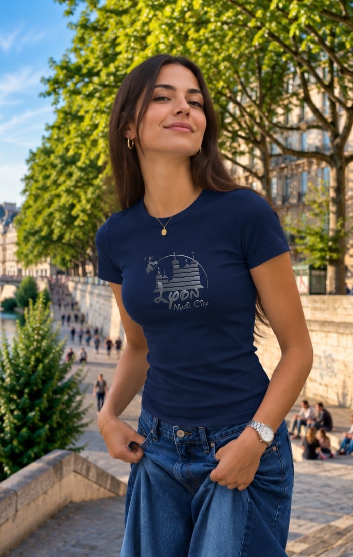 T-Shirt Femme – Lyon Magic City — Navy (face-4)