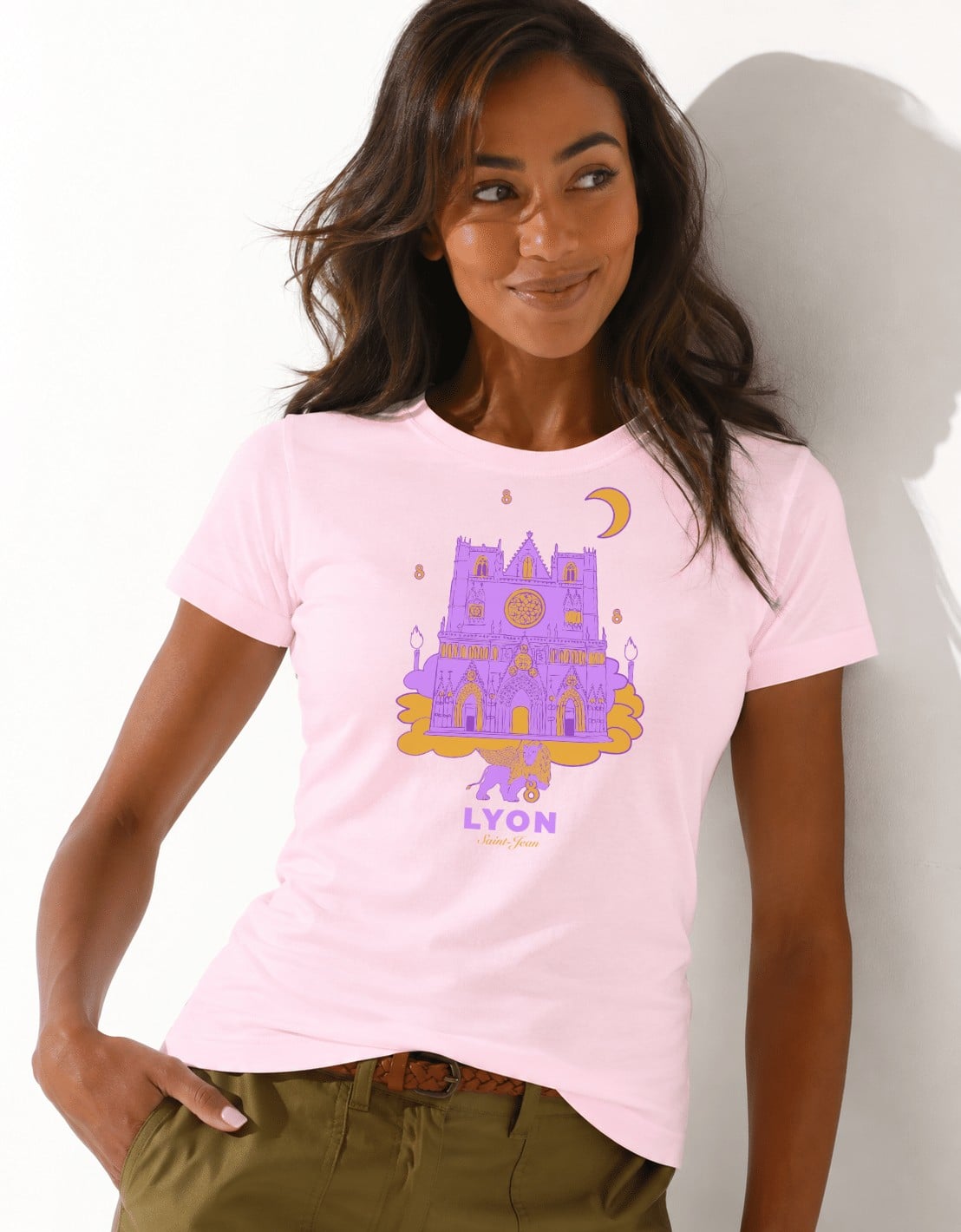 T-Shirt Femme – Cath St Jean Fete Des Lumières 2 — Rose Pink (face-3)