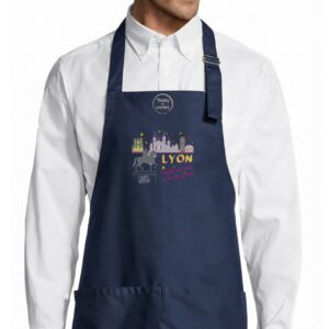 Tablier adulte – Lyon voyage au coeur de la ville Lumière — Bleu marine (face)