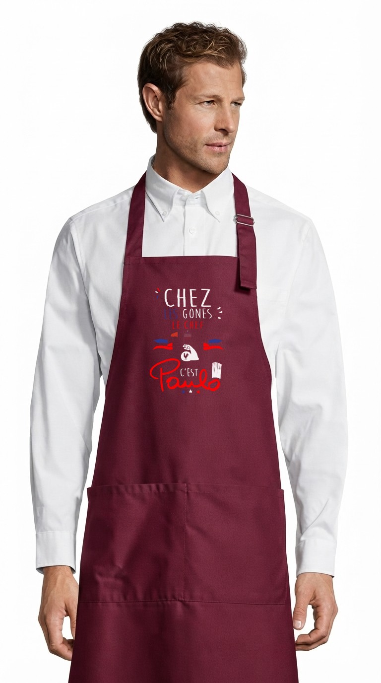 Tablier adulte – Le chef Paulo — Bordeau (face)