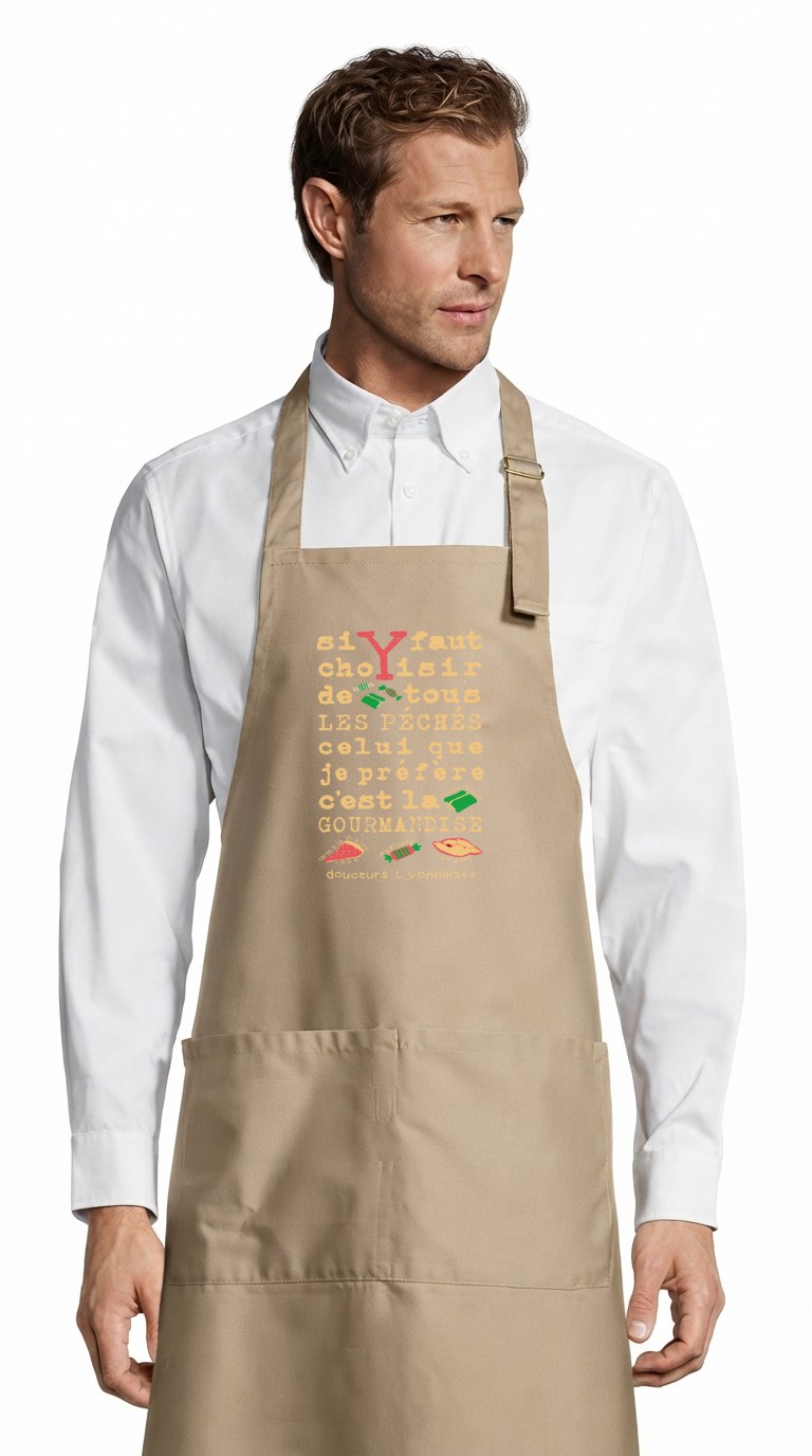 Tablier adulte – Douceurs lyonnaises — Café (face)