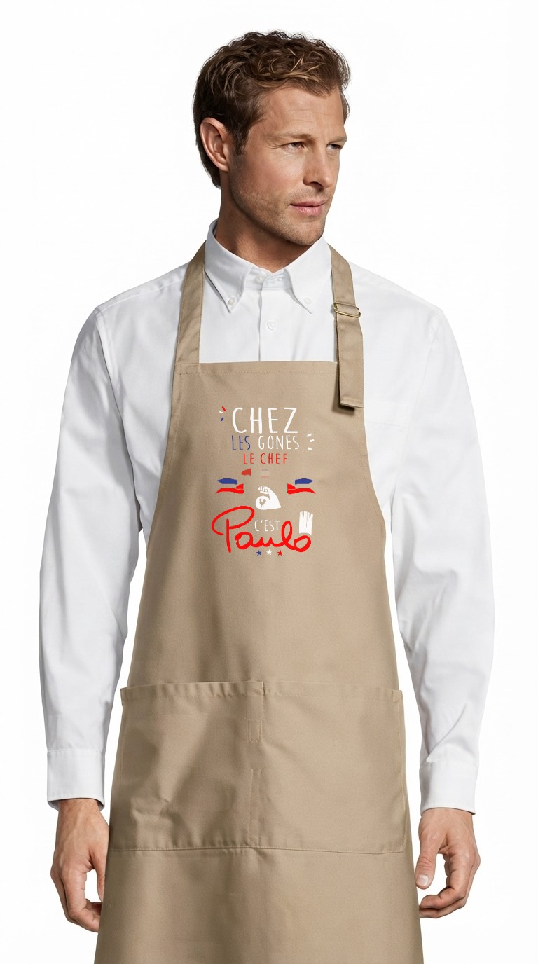Tablier adulte – Le chef Paulo — Café (face)