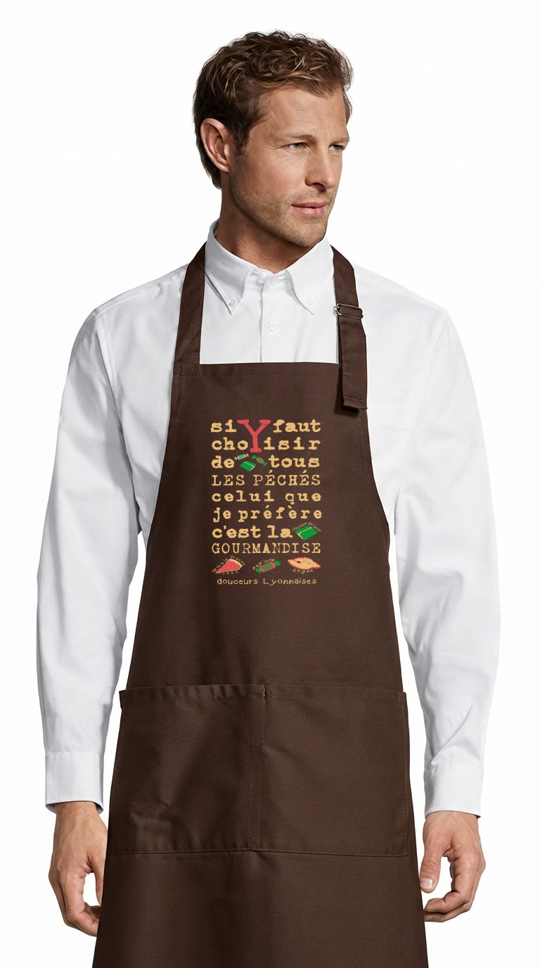 Tablier adulte – Douceurs lyonnaises — Chocolat (face)