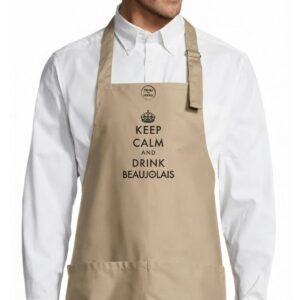 Tablier adulte – Keep calm and drink beaujolais — motif Texte noir — Corde (face)