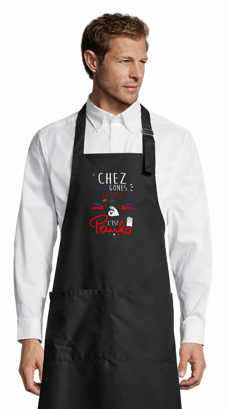 Tablier adulte – Le chef Paulo — Noir (face)