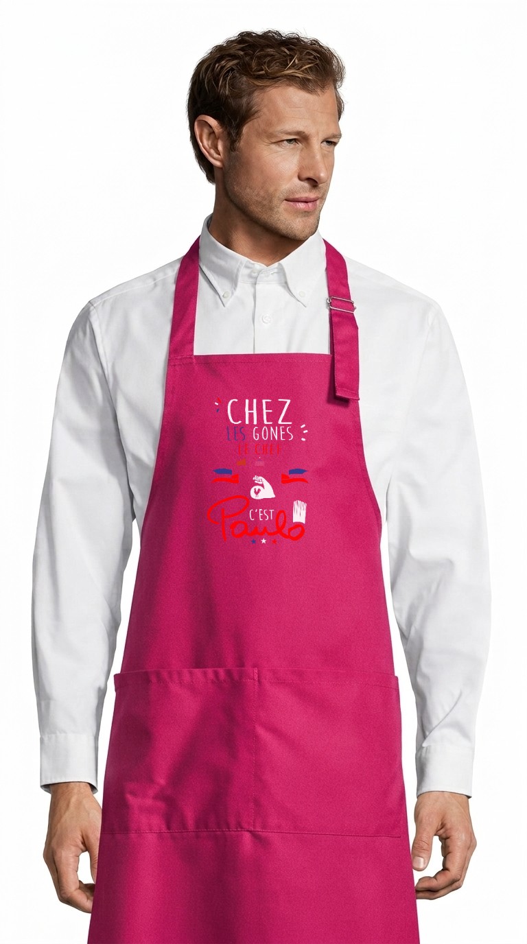 Tablier adulte – Le chef Paulo — Rose (face)
