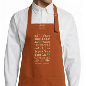 Tablier adulte – Gourmandises Douceurs lyonnaises — Rouille (face)