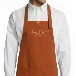 Tablier adulte – Skyline — motif Motif blanc — Rouille (face)