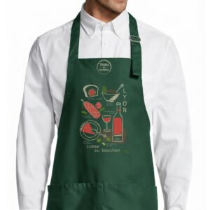 Tablier adulte – Lyon comme au bouchon — Vert bouteille (face)