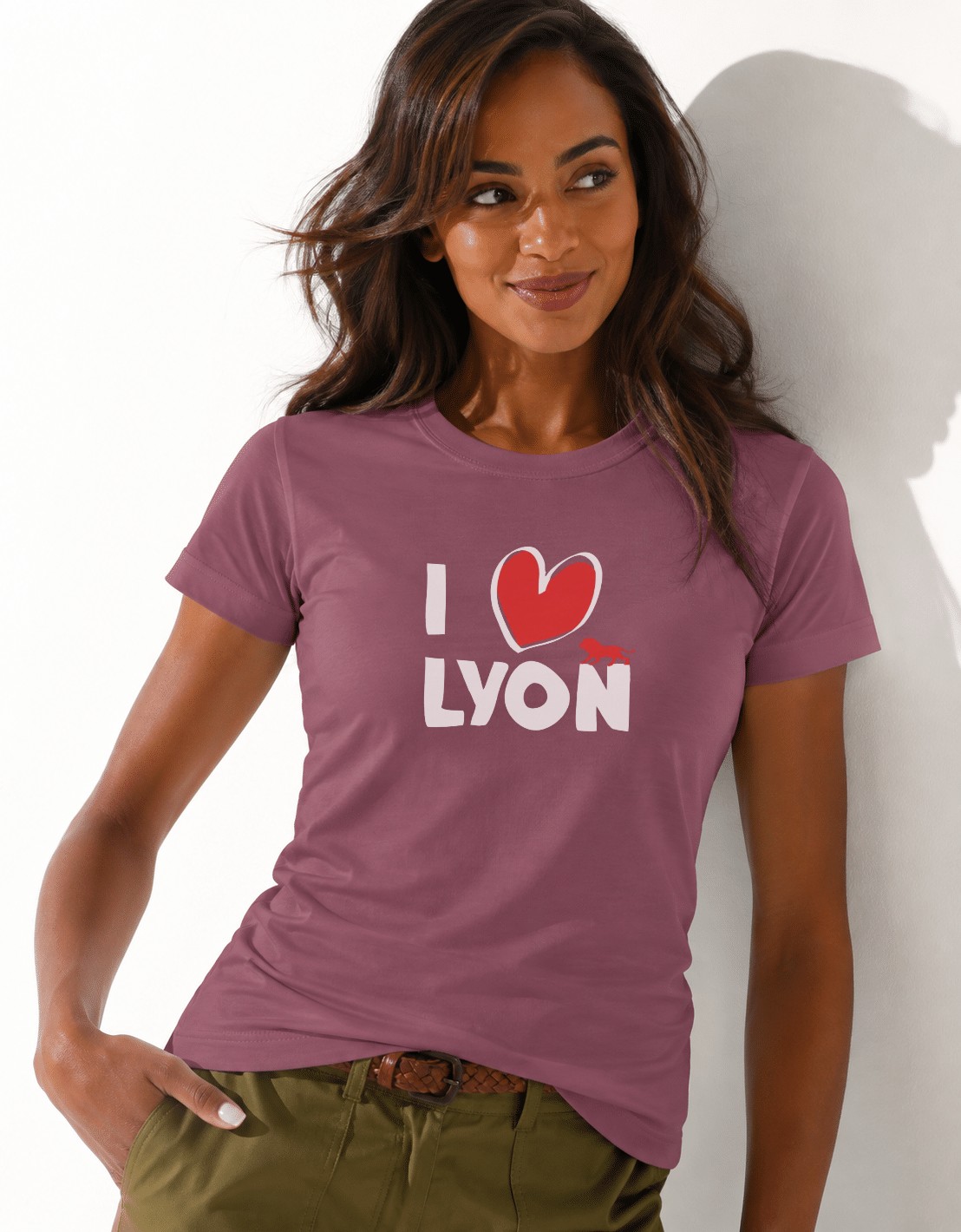 T-Shirt Femme – Skyline — motif blanc — Dusty Purple (pose-studio)
