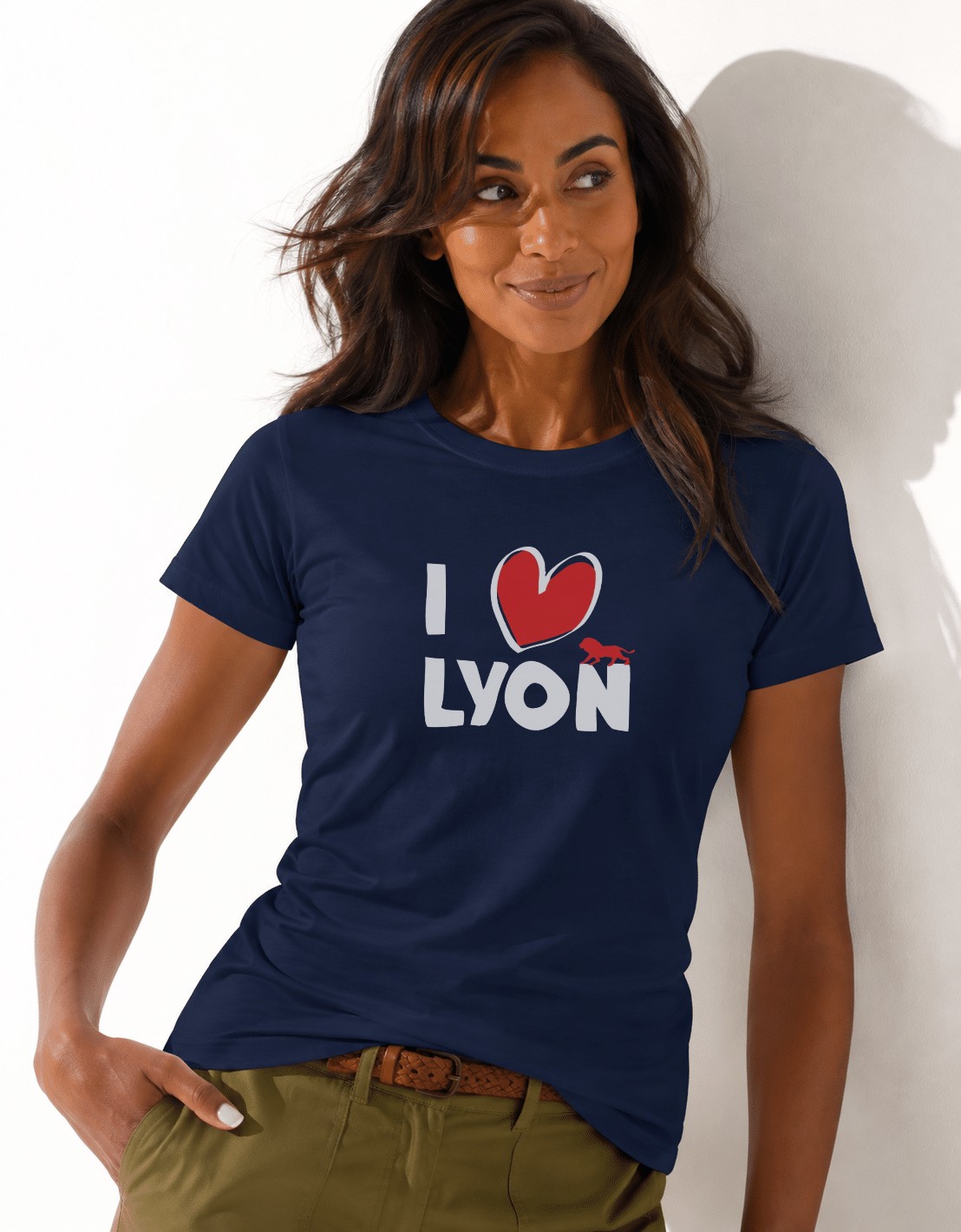 T-Shirt Femme – Skyline — motif blanc — Navy (pose-studio)
