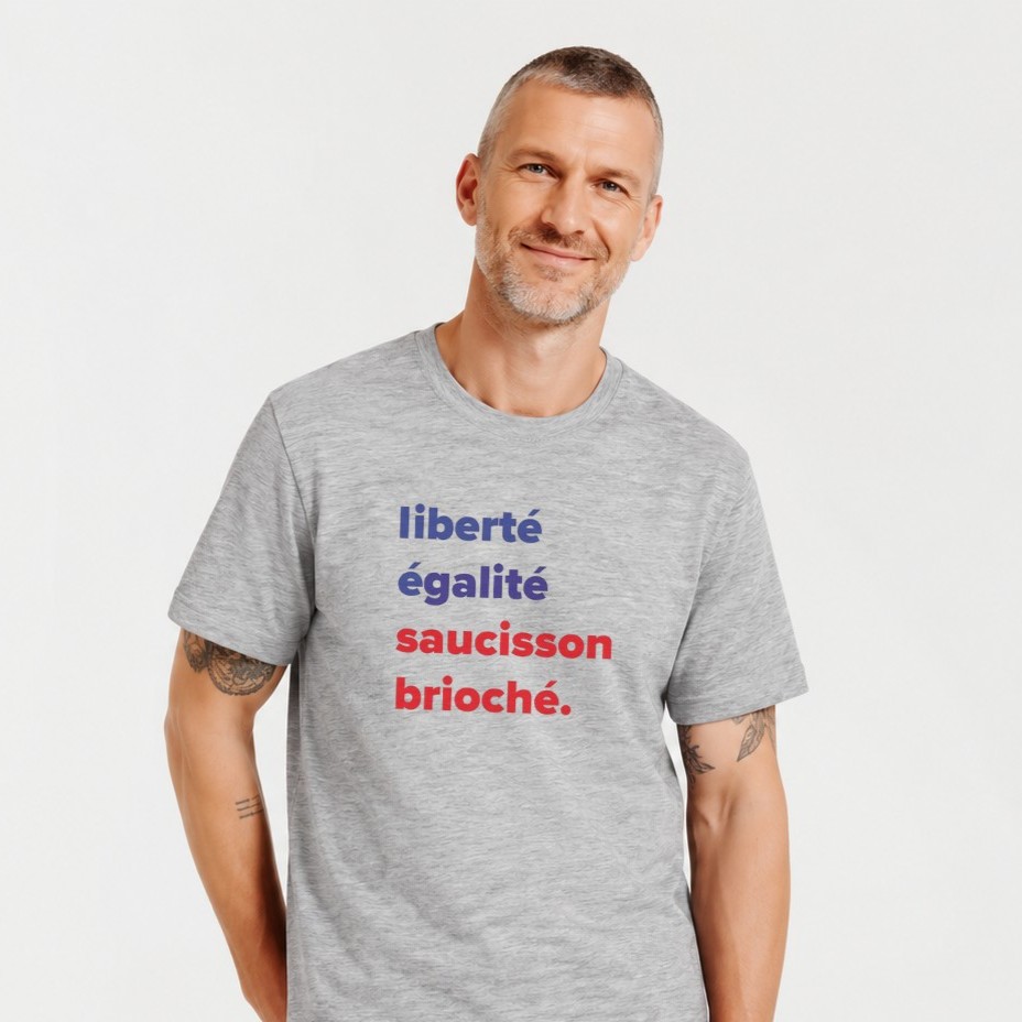 T-Shirt Homme – Liberté égalité saucisson brioché